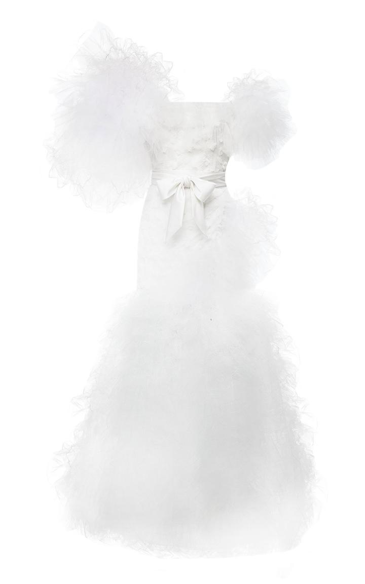 Rodarte Ruffled Hand-embroidered Tulle Top And Skirt Set