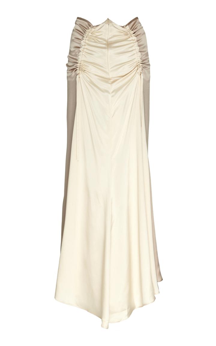 Lee Mathews Adela Ruched Silk Midi Skirt