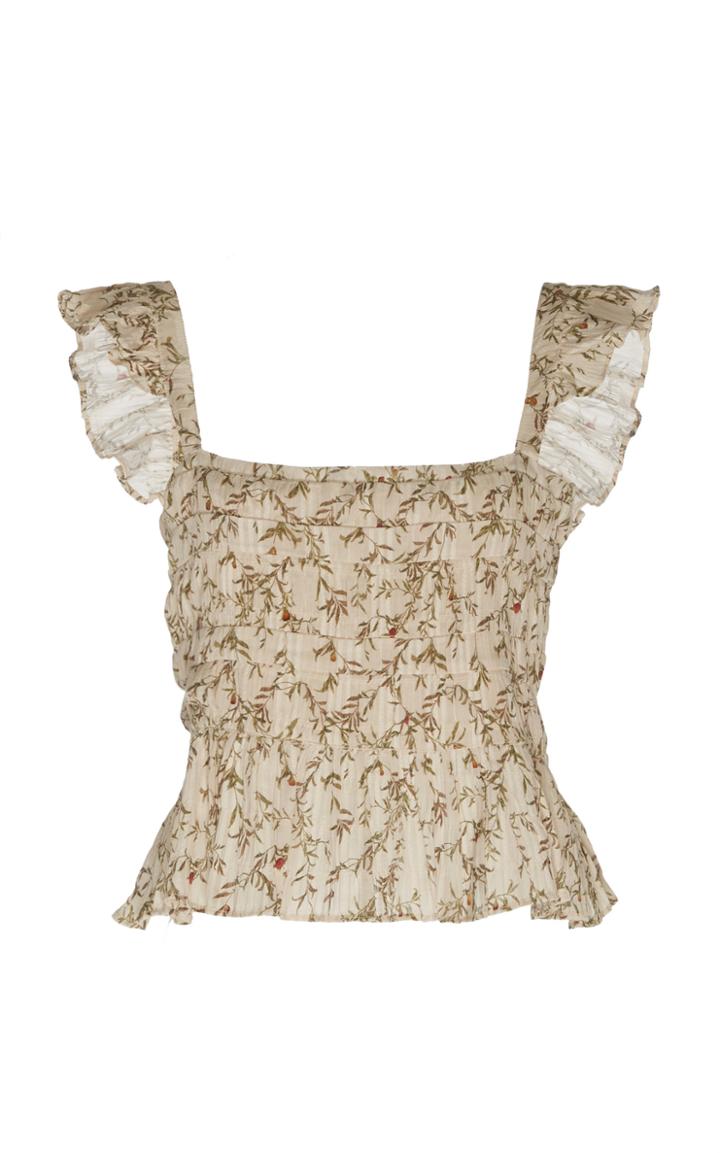 Sir The Label Alba Smocked Pliss Top