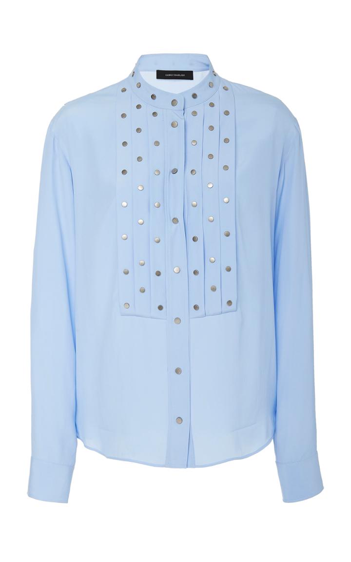 Cdric Charlier Studded Pleated-bib Crepe Shirt