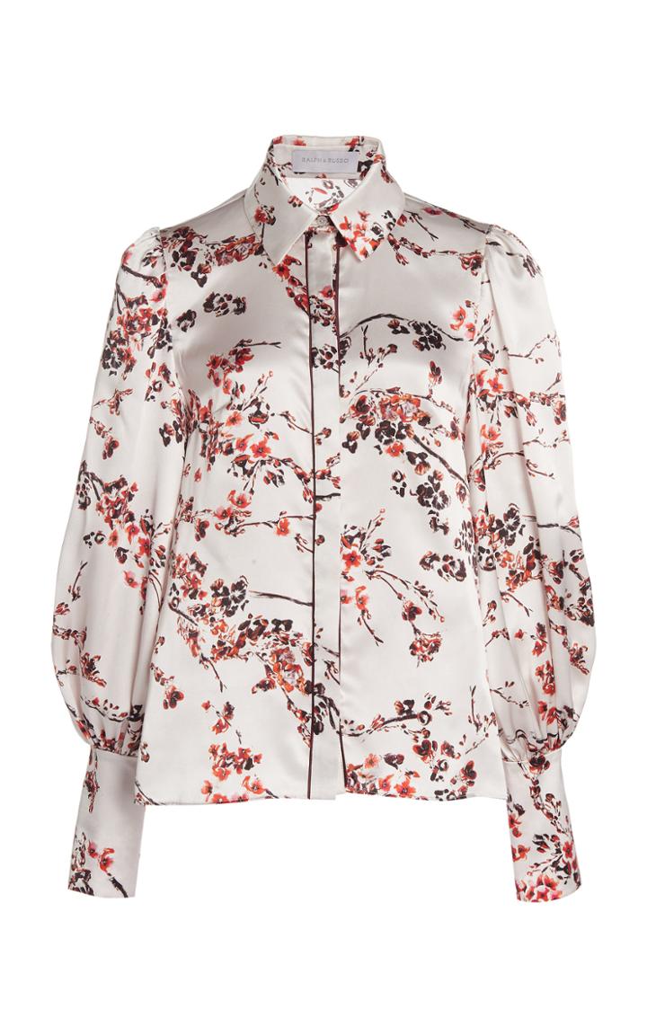 Moda Operandi Ralph & Russo Blossom Satin Pyjama Top