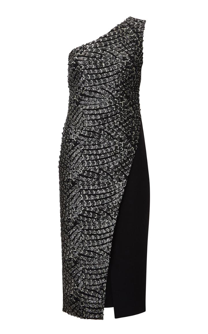 Safiyaa Antonella Heavy Crepe Asymmetric Midi Dress