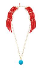 Aurlie Bidermann Ana Long Necklace With Coral Resin And Blue Enamel