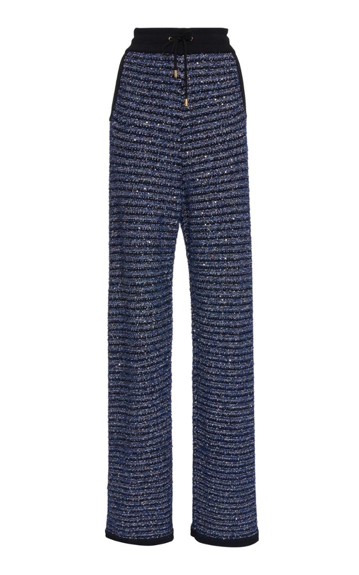 Balmain Sequin Stripe Crochet-knit Pants
