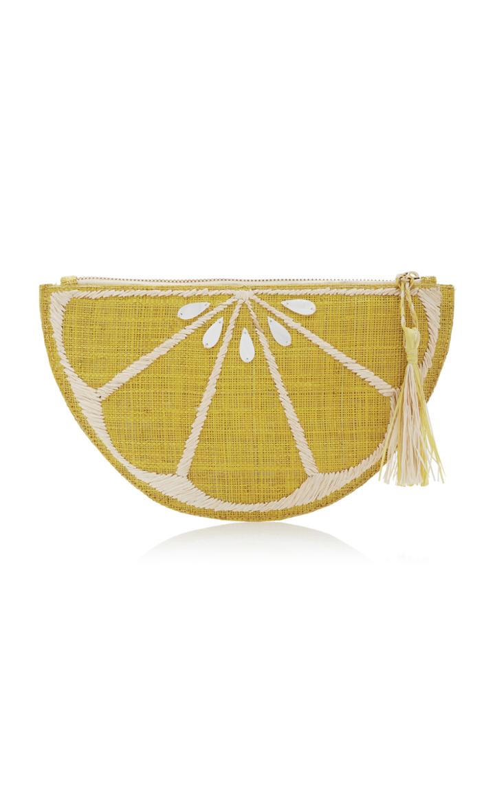 Kayu Limon Raffia Zipper Pouch