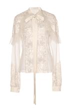 Elie Saab Tulle And Lace Pussy-bow Blouse