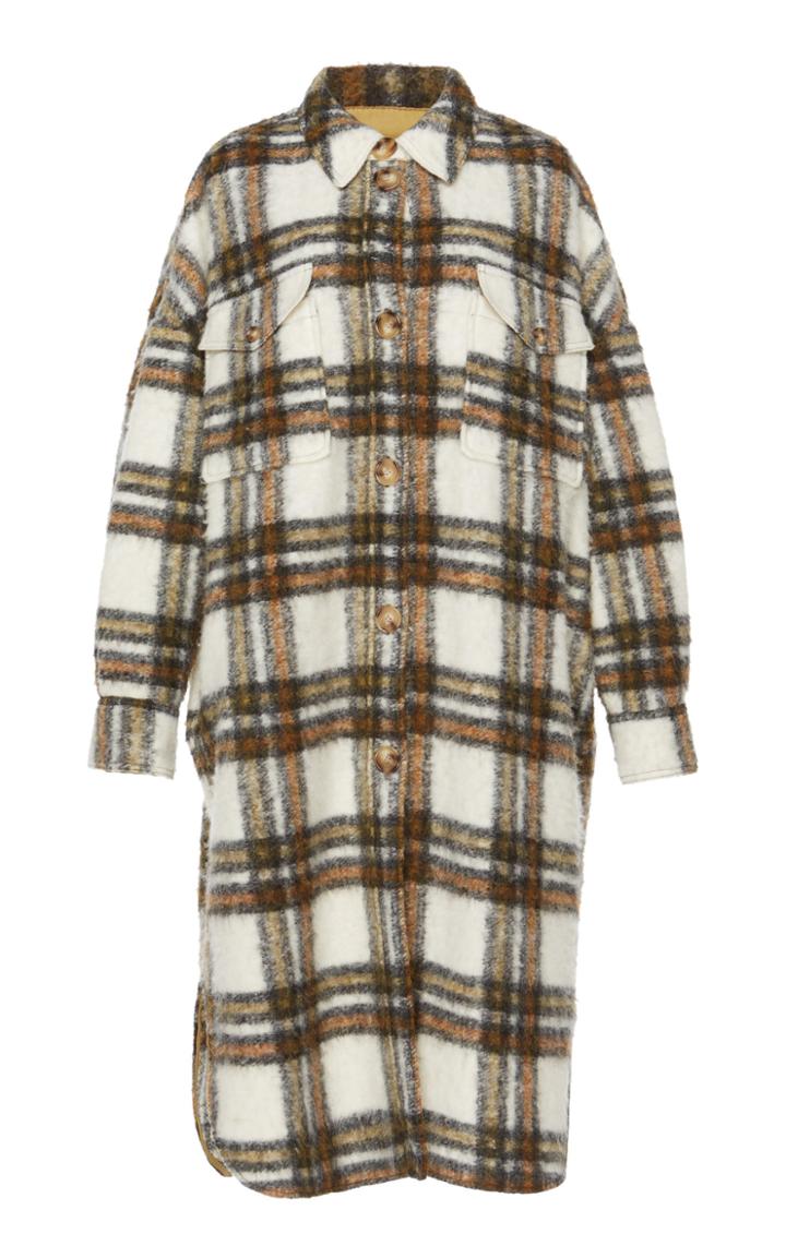 Isabel Marant Toile Gabrion Checked Brushed Wool-blend Coat