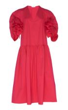 Delpozo Cotton Poplin Frill Sleeve Trapeze Dress