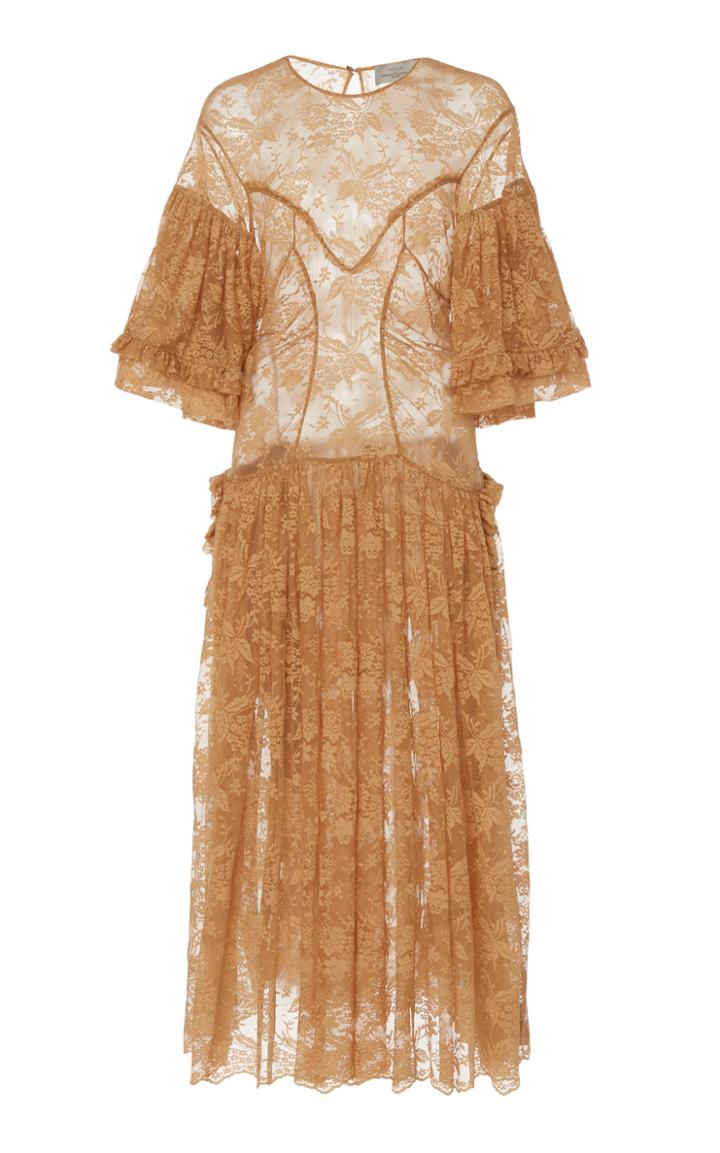 Moda Operandi Preen By Thornton Bregazzi Queenie Ruffled Lace Midi Dress Size: Xs