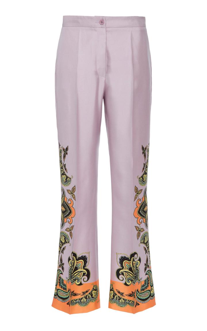 Etro Devon Mid-rise Silk Flared-leg Pants