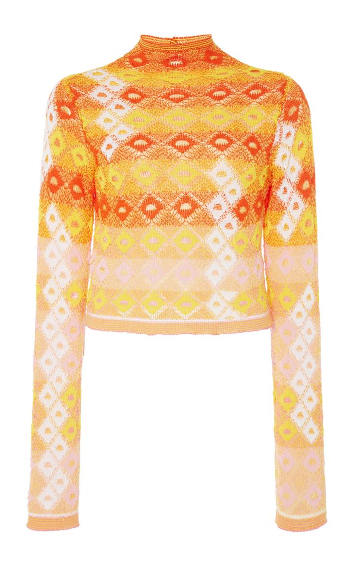 Moda Operandi Peter Pilotto Diamond-knit Cropped Cotton Turtleneck Size: 4