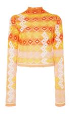 Moda Operandi Peter Pilotto Diamond-knit Cropped Cotton Turtleneck Size: 4