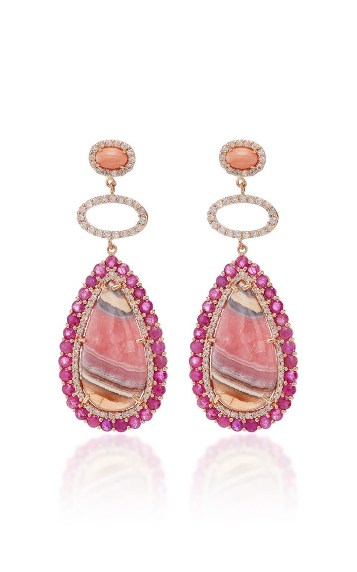 Eden Presley One-of-a-kind Rhodochrosite Ruby Earrings