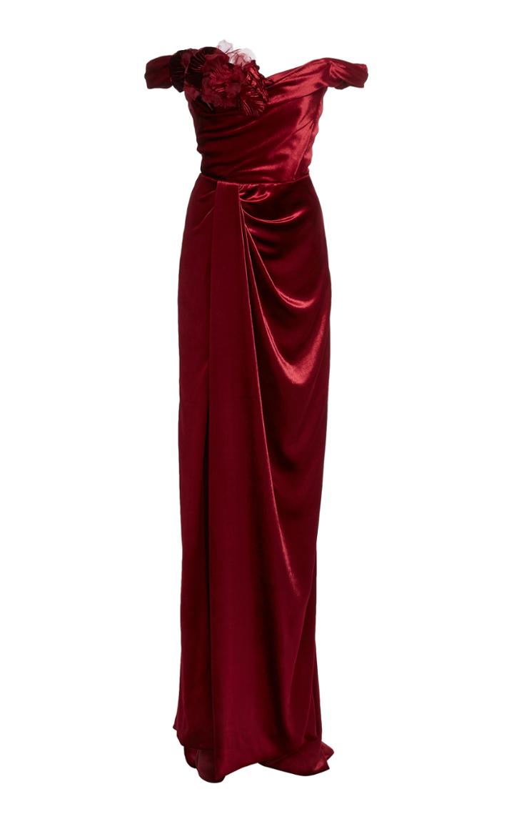 Marchesa Off The Shoulder Velvet Gown
