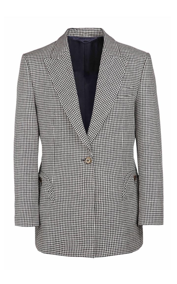 Moda Operandi Blaz Milano Saffier Tomboy Houndstooth Linen Blazer