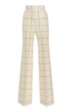 Victoria Beckham High-waisted Windowpane Wool Wide-leg Pants