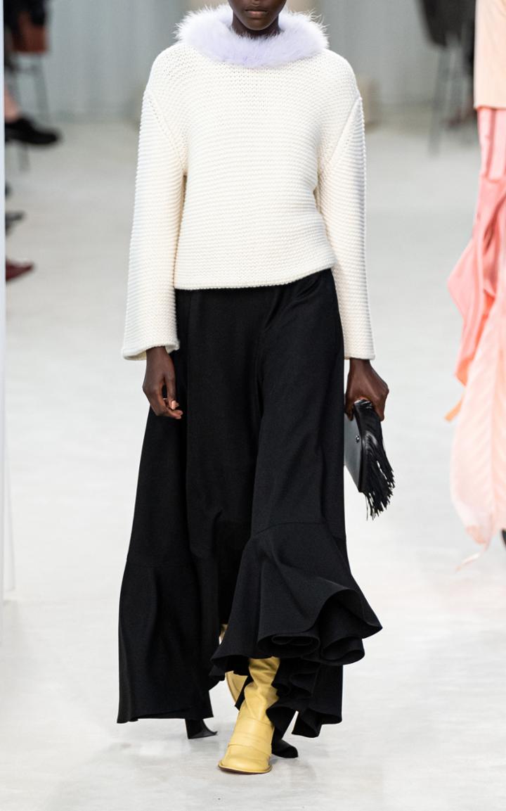 Moda Operandi Loewe Ruffled Wool Wide-leg Pants Size: 34