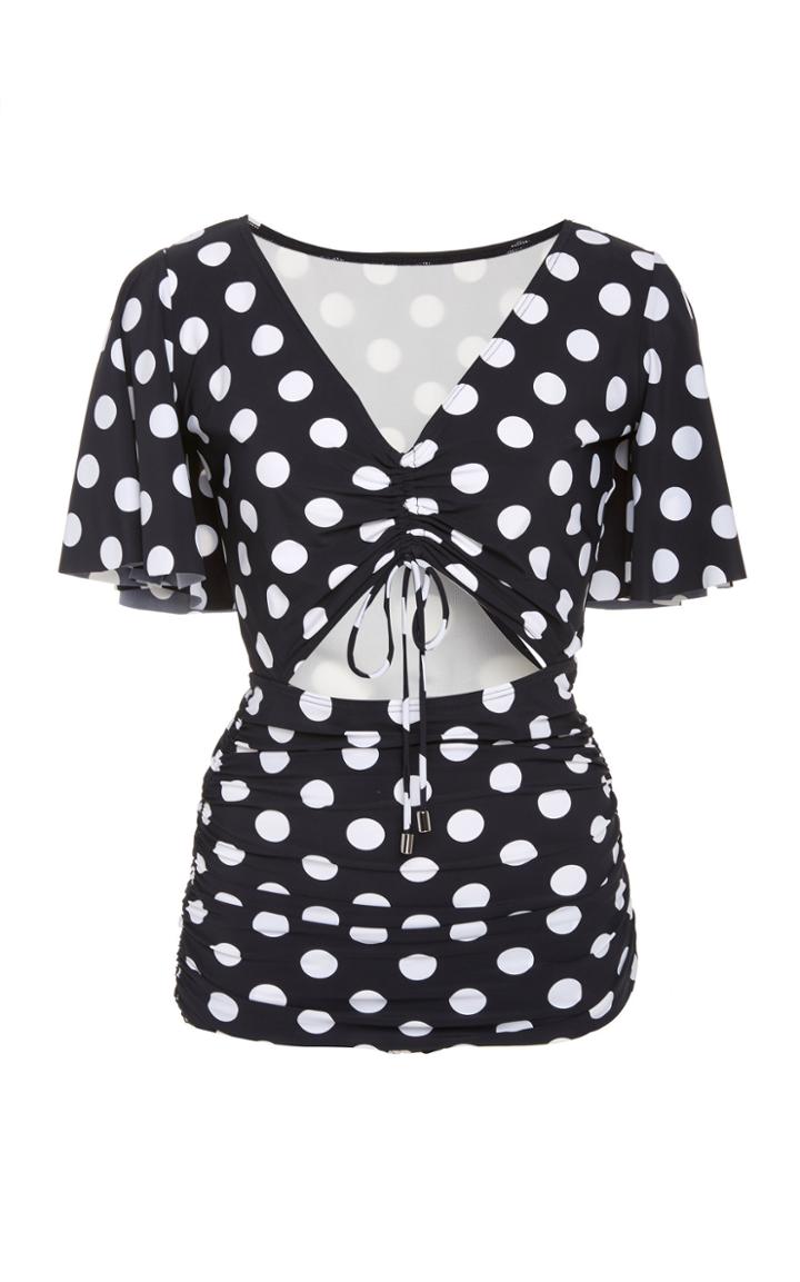 Michael Kors Collection Shirred Tie Front One-piece