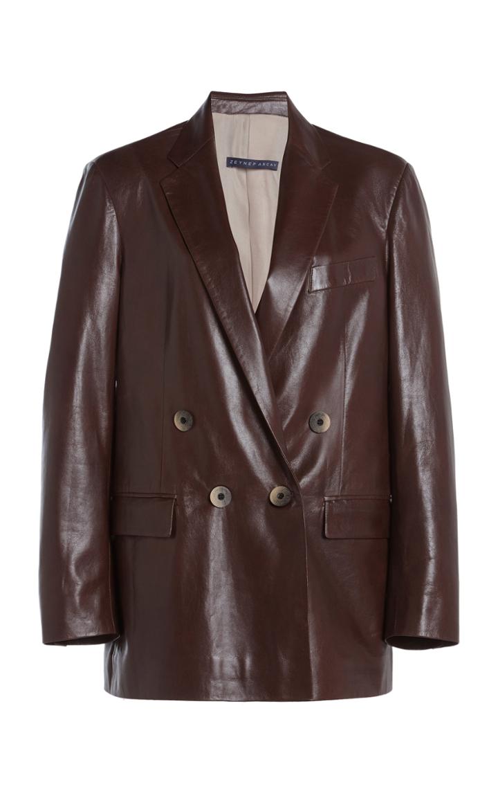 Moda Operandi Zeynep Aray Gem Leather Double-breasted Blazer