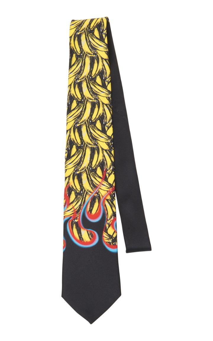 Prada Banana And Flame Silk Tie