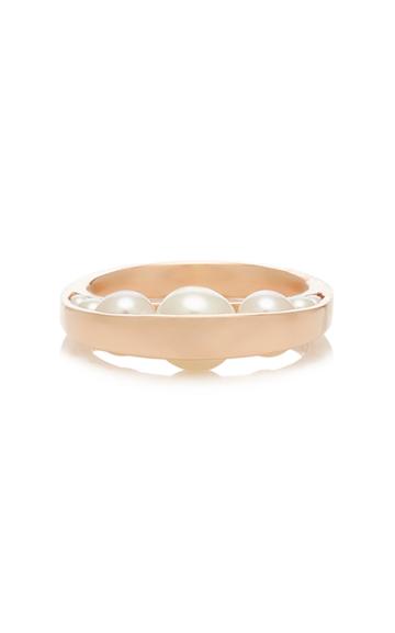 Lauren X Khoo Crescent 18k Rose Gold Pearl Ring