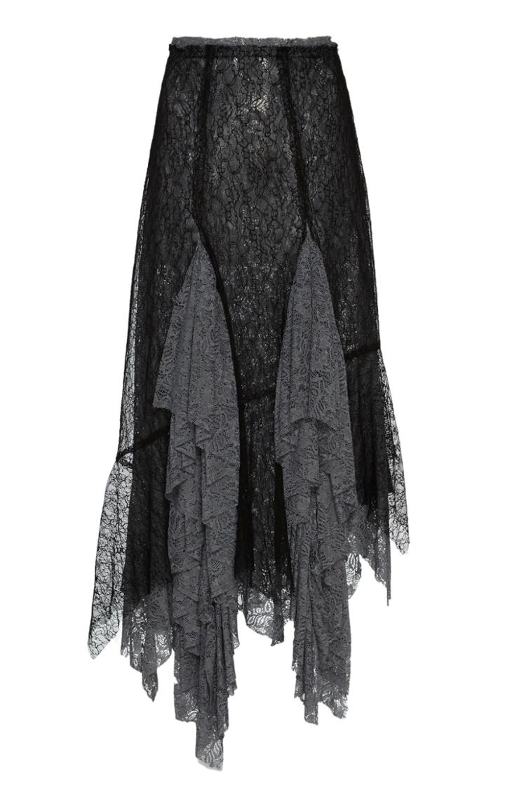 Anas Jourden Two-tone Ruffled Lace Midi Skirt