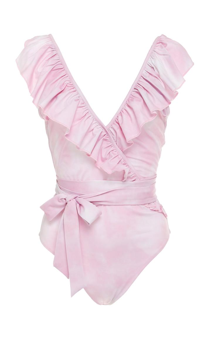 Loveshackfancy Jasper Ruffled Belted One-piece Swimsuit