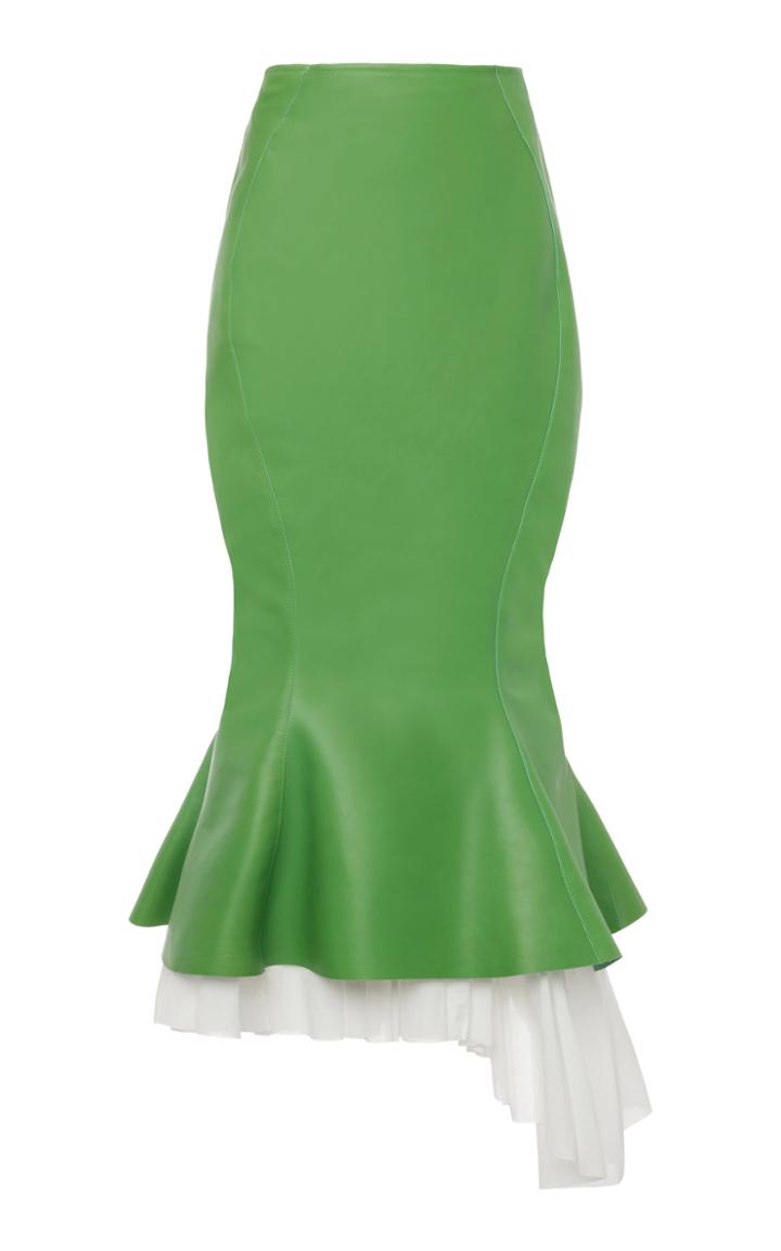 Moda Operandi Marni Leather Trumpet Midi Skirt Size: 38