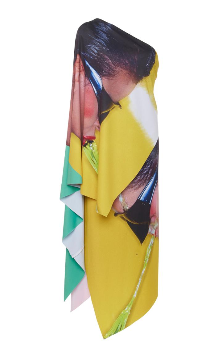 Adam Selman Printed Draping Dress