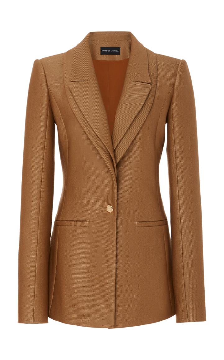 Moda Operandi Brandon Maxwell Lapel-detailed Wool-silk Twill Blazer Jacket Size: 0