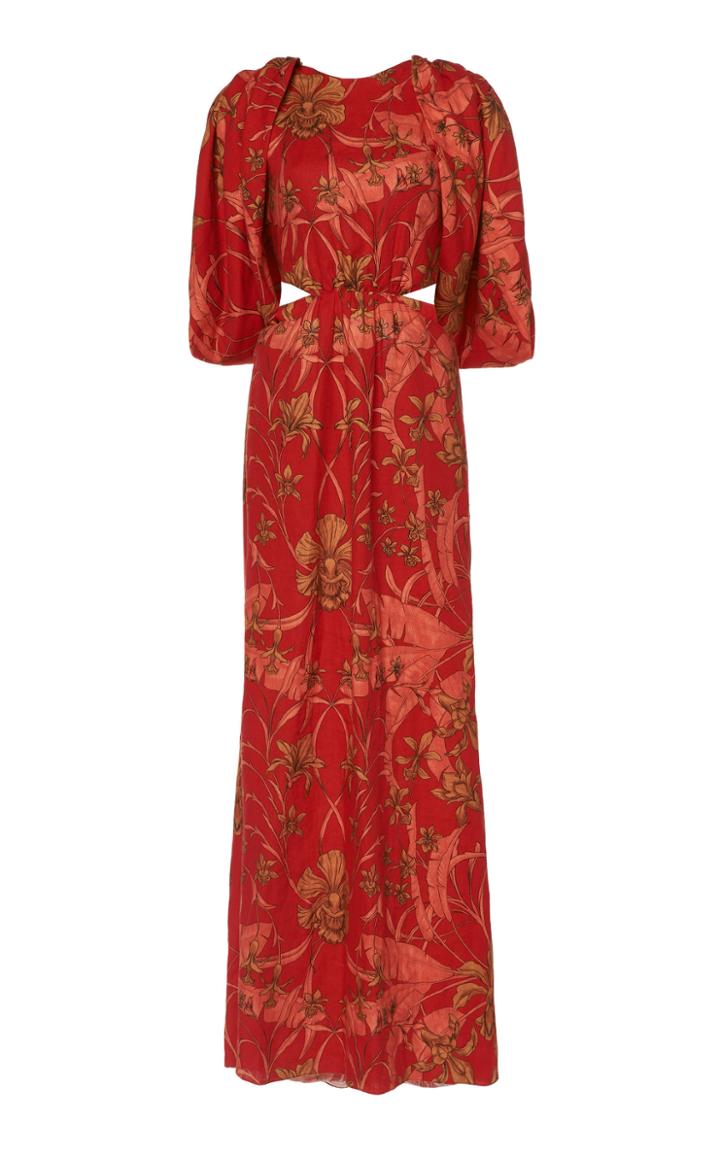 Moda Operandi Johanna Ortiz Botanical Study Floral-printed Linen Maxi Dress Size: 2