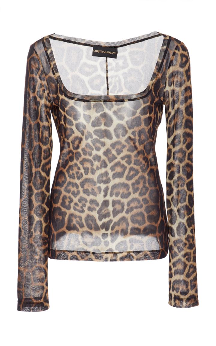 Christian Siriano Printed Mesh Top