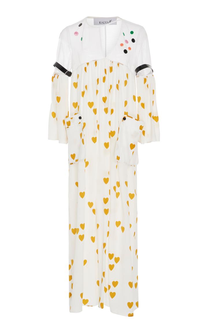 Kalyah Printed Silk Dress With Embellishments