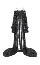 Moda Operandi Balmain Metallic Polka Dot Chiffon Cold-shoulder Maxi Dress Size: 34