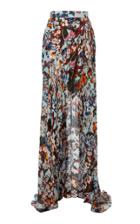 Elie Saab Printed Silk Georgette Asymmetrical Skirt