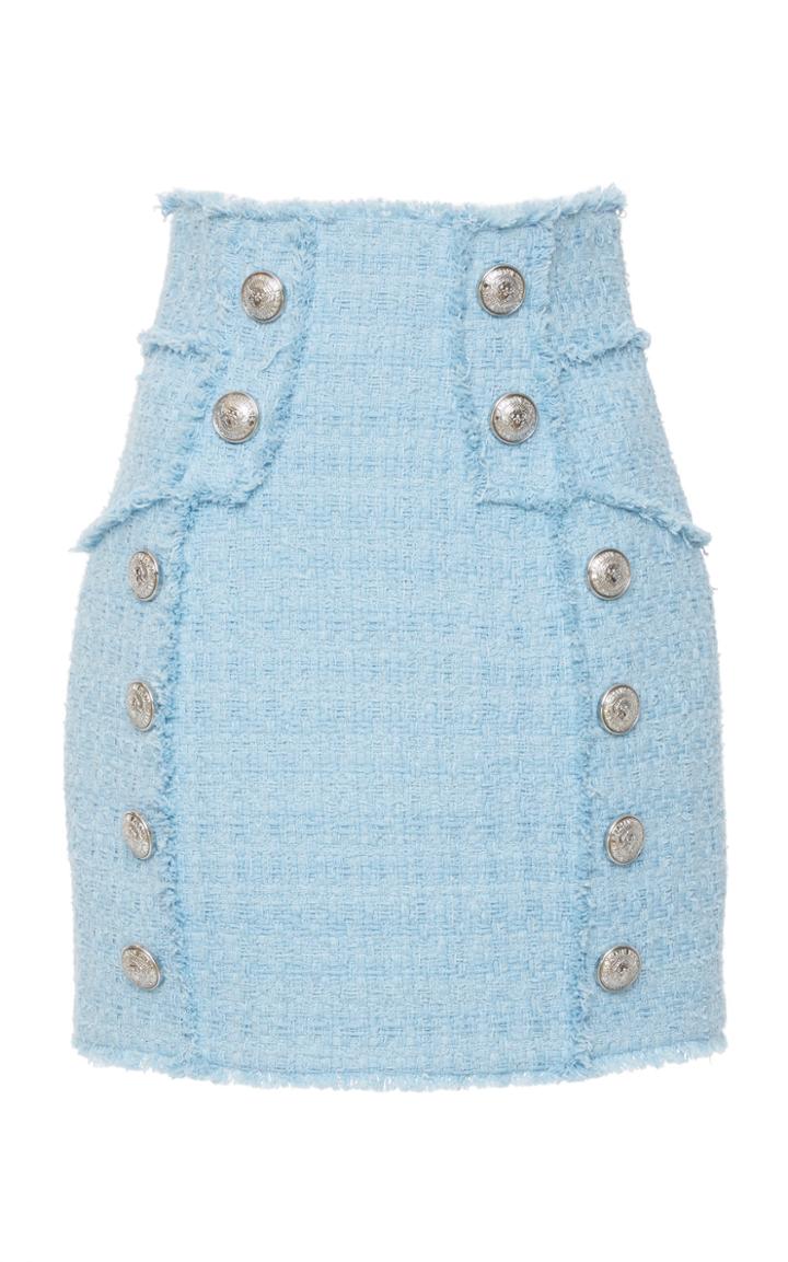 Balmain Button-embellished Tweed Mini Skirt