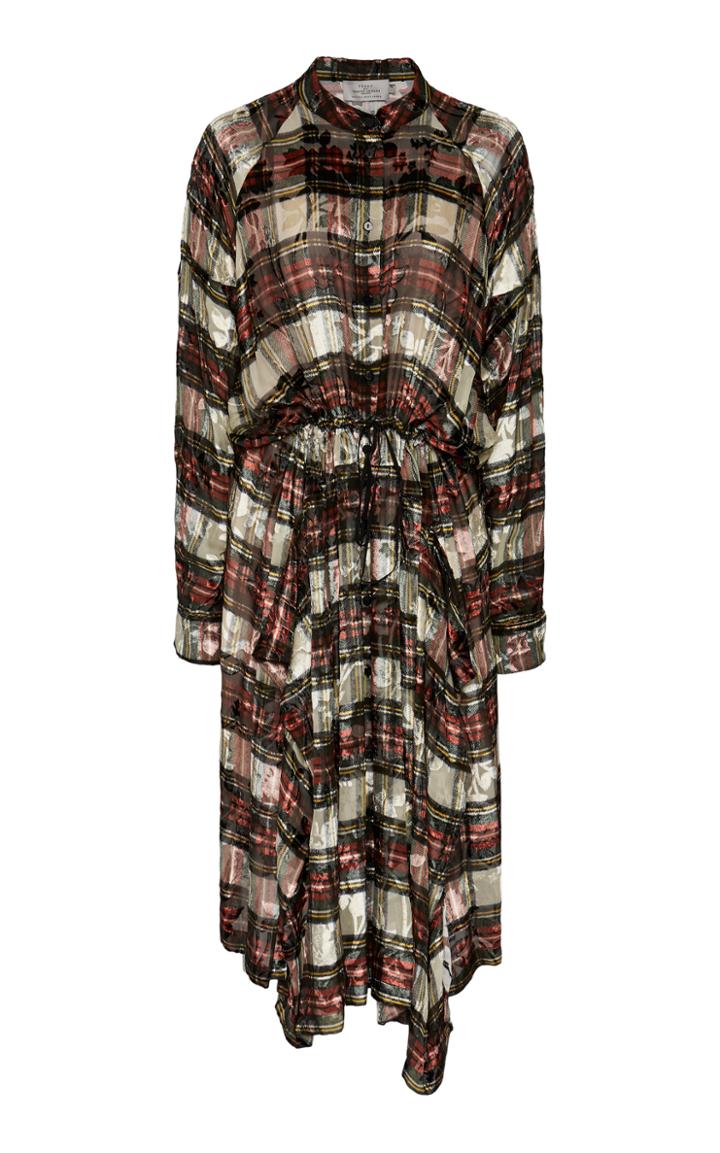 Preen By Thornton Bregazzi Emma Checked Devor-velvet Midi Dress