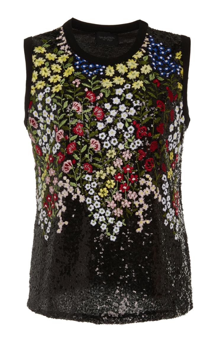 Giambattista Valli Floral Pailette Jersey Top