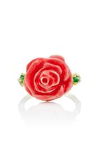 Aurlie Bidermann Rose Ring With Pink And Green Enamel