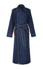 Adam Selman Embroidered Denim Trench Coat