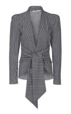 Moda Operandi Safiyaa Zoe Striped Draped-sleeve V-neck Blouse