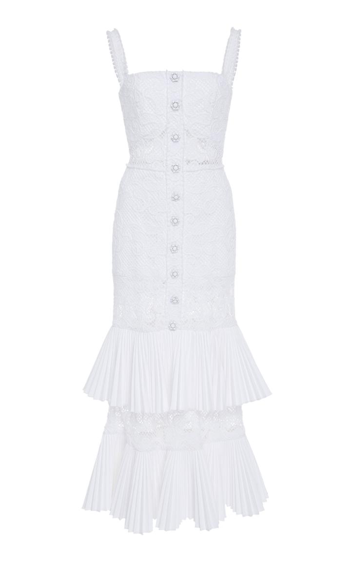 Alexis Lyssa Tiered Ruffled Cotton-blend Lace Midi Dress