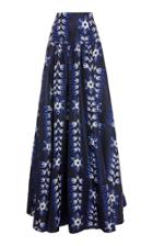 Rebecca De Ravenel Pleated Floral-print Silk Maxi Skirt