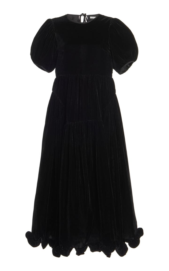 Moda Operandi Cecilie Bahnsen Myrleen Ruffled Velvet Midi Dress