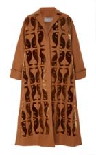 Lela Rose Collared Printed Wool-blend Coat