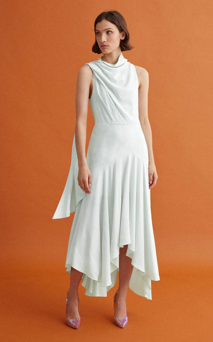 Moda Operandi Acler Kilmaine Ruched Asymmetrical Hem Midi Dress