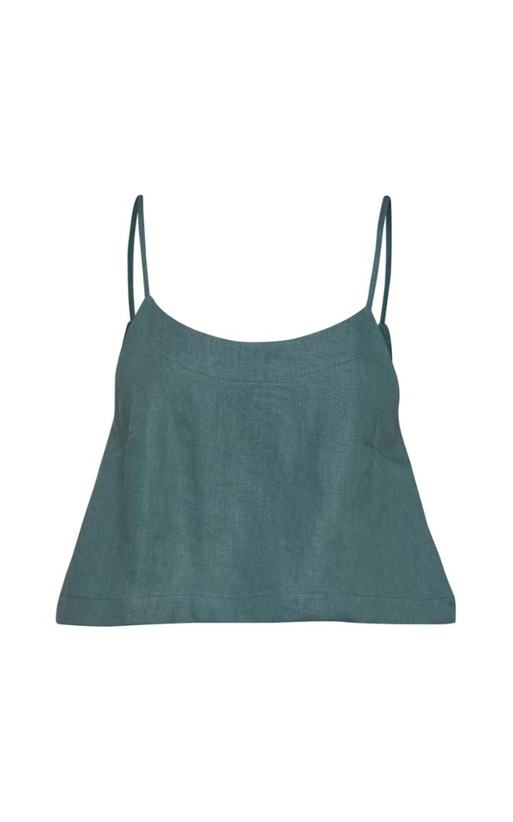 Moda Operandi Bondi Born Flared Linen Cropped Top Size: M