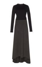 Martin Grant Asymmetric Two-tone Wool-blend Jersey Maxi Dress