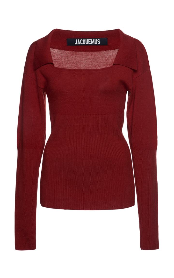 Jacquemus Praio Collared Wool Knit Top