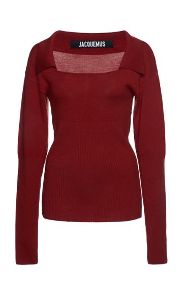 Jacquemus Praio Collared Wool Knit Top